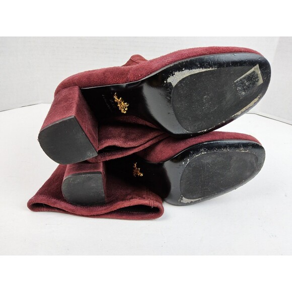 Prada Leather Suede Knee High Heeled Boots Size 36.5 - Picture 11 of 12